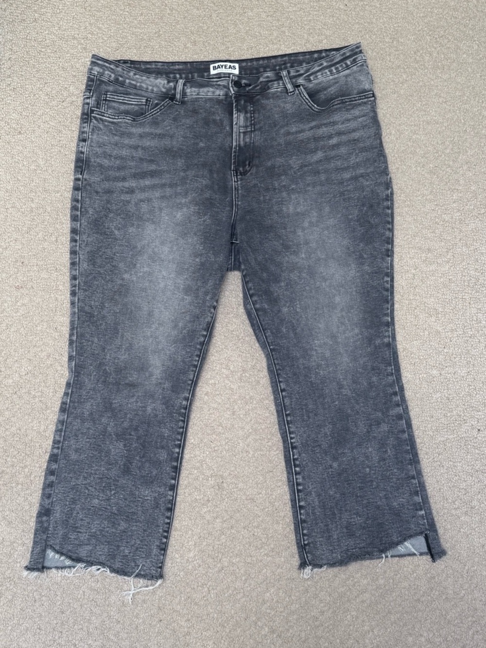 Bayeas High-Rise Grey Washed Straight-Leg Women’s Jeans